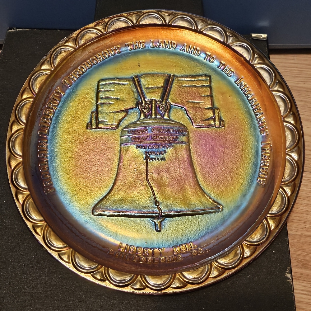 Fenton Gold Glass Art Plate Egyptian Revival